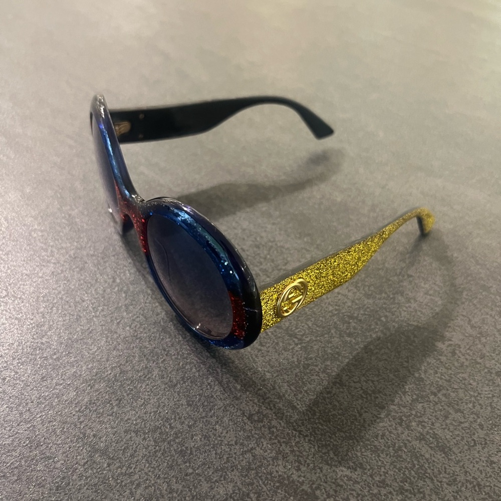 Gucci Red and Blue Glitter Sunglasses - READ Description